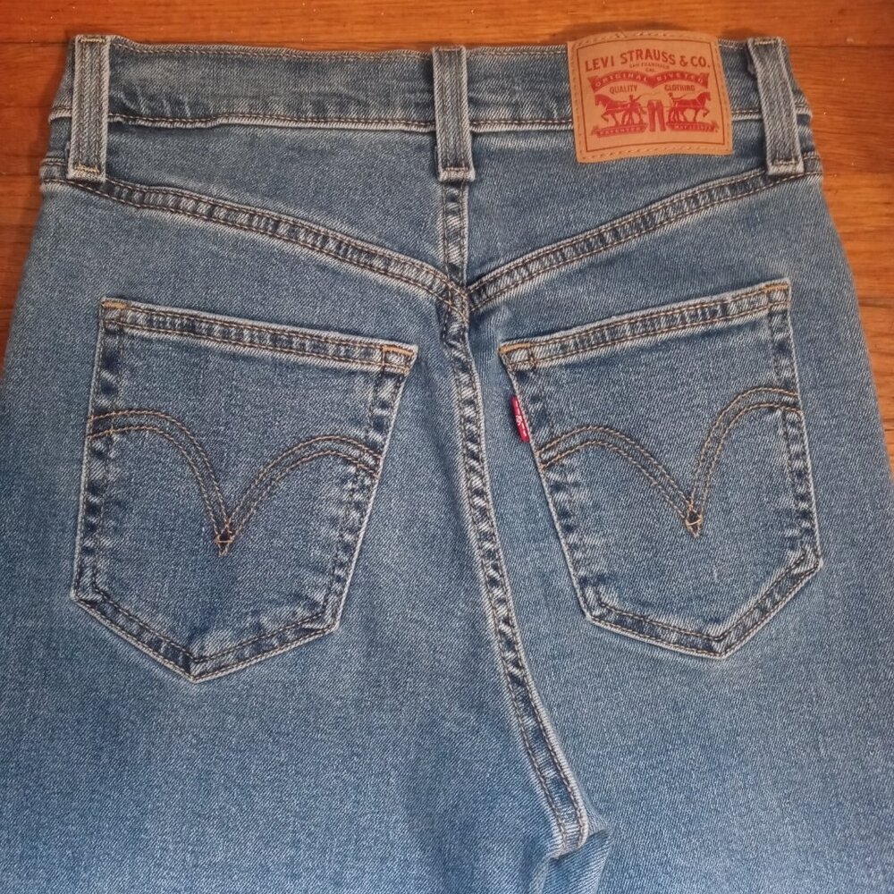 LEVI'S ribcage straight ankle jeans in summer slide (sz25) - Picture 11 of 14